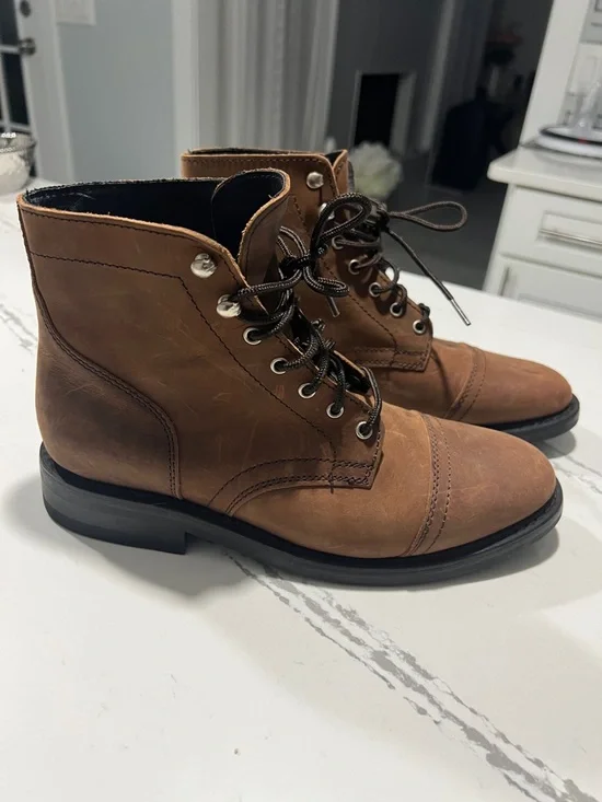 Thursday Boot Company Men's Tan Leather Captain Cap-Toe Lace-Up Boots size 8 - Picture 14 of 15